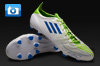 adidas F50 adizero Leather Football Boots - White/Blue/Slime