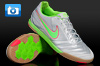 Nike 5 Lunargato Football Trainers - Platinum/Electric Green/Solar Red