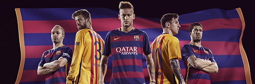 Barcelona 2015/16 Home & Away Kits : Football Apparel : Soccer Bible